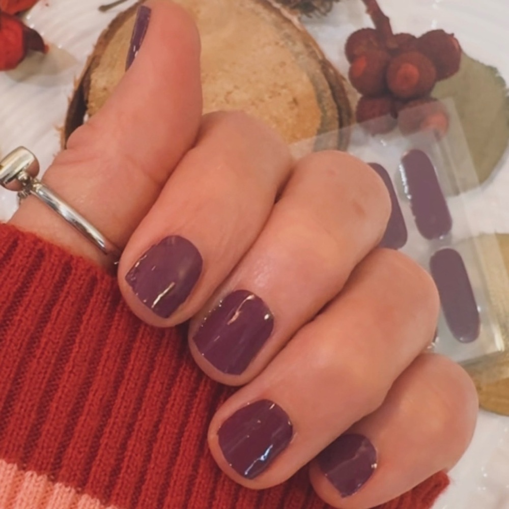 Plum Perfect Nail Wraps | 16-Piece Set | Glossy Purple DIY Mani